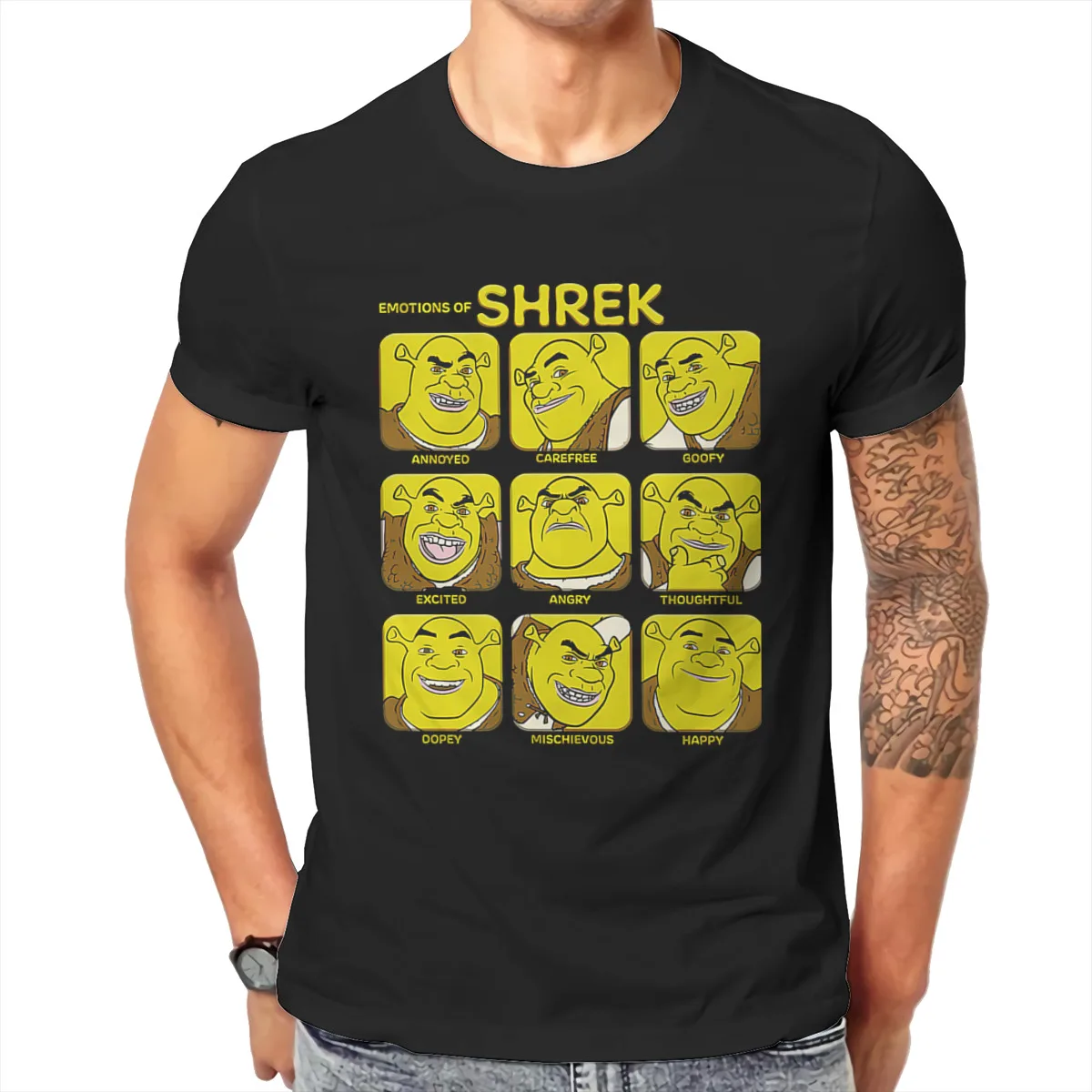 

Shrek Emotions Of Shrek Box Up T shirt Men T shirt summer T-shirt