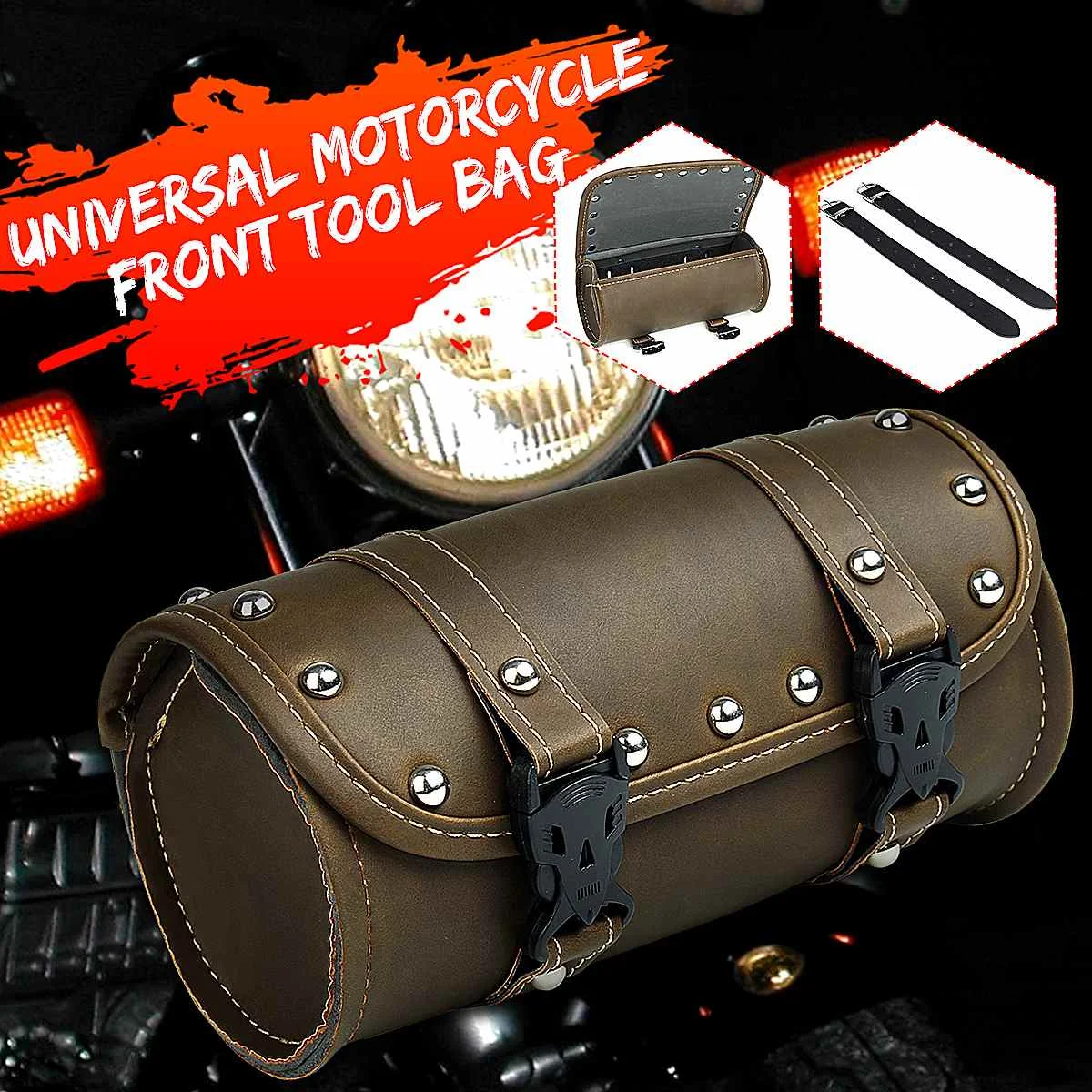 

Motorcycle Saddle Bag PU Leather Vintage Saddlebag Side Tool Luggage Bag Universal For Honda/Yamaha/Suzuki