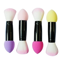 portable makeup brush two heads blush foundation concelar brushes cosmetic tools with sponge travel makeup tool