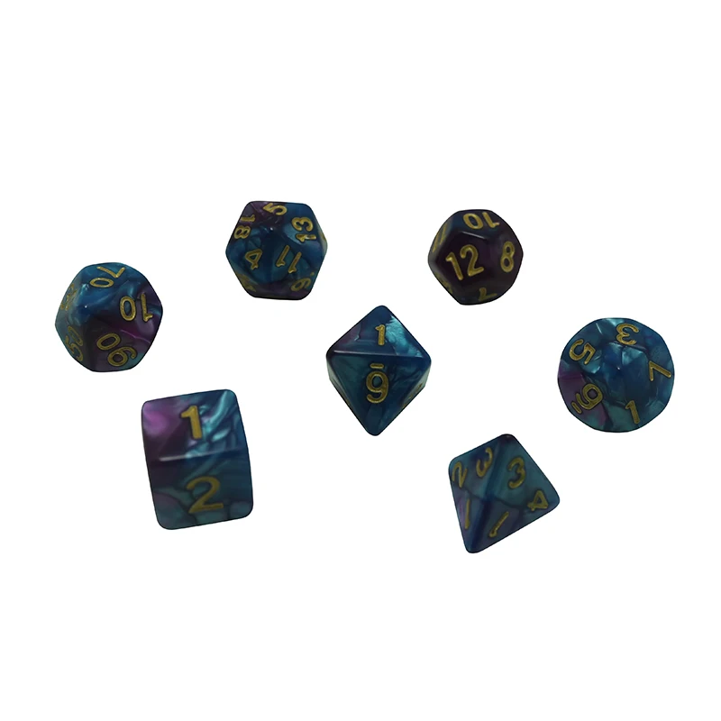 7 шт./компл. Polyhedral TRPG игры DND для блестящих разносторонних костей настольных игр |
