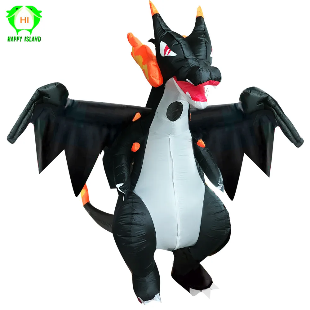 Огненный Дракон динозавр надувной костюм Рождественская одежда годовой