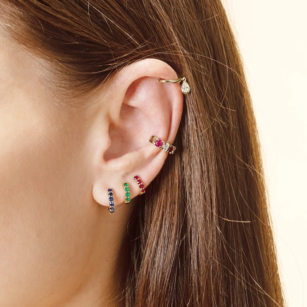 

New Fashion Small CZ Circle Hoop Earrings Womens Round Multicolor Crystal Rhinestone Glod Color Huggie Earring Wedding Jewelry