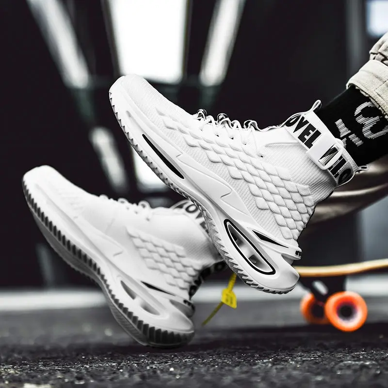 

Big Size High Top Height Increase Male Sneakers White Running Shoes Men Sport Shoes Sports Sneakers Boys Trainers 2020 D-1017