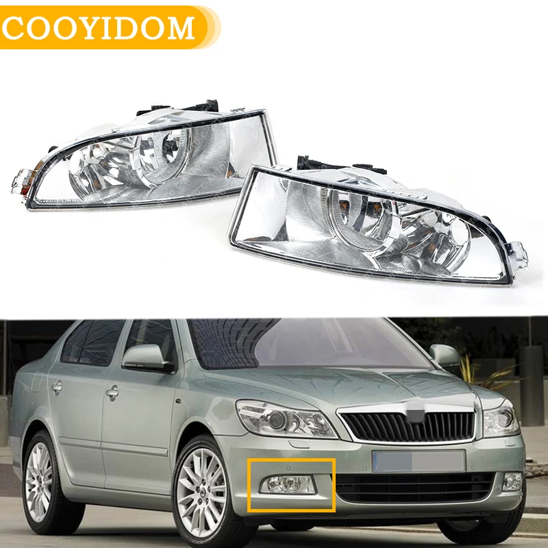 Car For Skoda Octavia A5 A6 MK2 FL 2009 2010 2011 2012 2013 Front Halogen Fog Light Fog Lamp With Bulbs Holes Car-styling