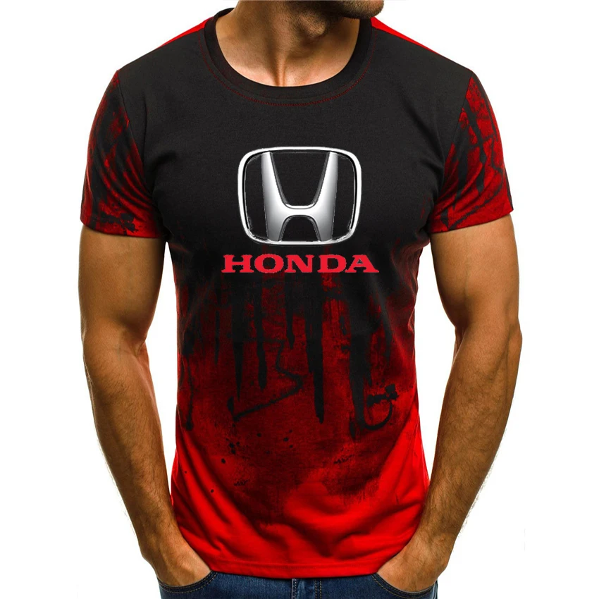 

2021 Summer New Honda Print Men's Casual Loose Fitness Breathable Gradient Color Fashion Pure Cotton Men's Short-Sleeved T-Shirt