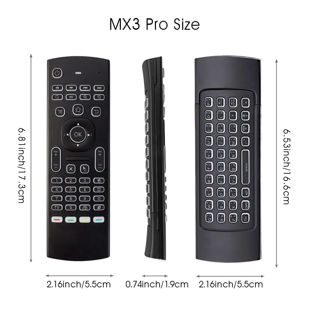 MX3 MX3-L с подсветкой Air mouse 2,4G RF клавиатура Беспроводная для X96 mini A95X H96 pro T9 Android tv Box