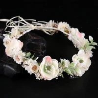 white flower crown wedding hair wreath floral headband garland lb