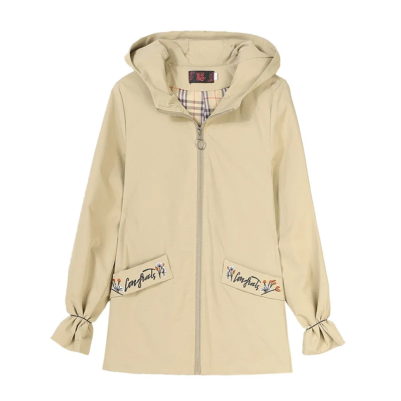 

2020 Spring Autumn Long Sleeve Hooded Outerwear Middle-aged 40-50-60 Year Old Women's Jacket Ladies Casual Coat Plus Size 5XL