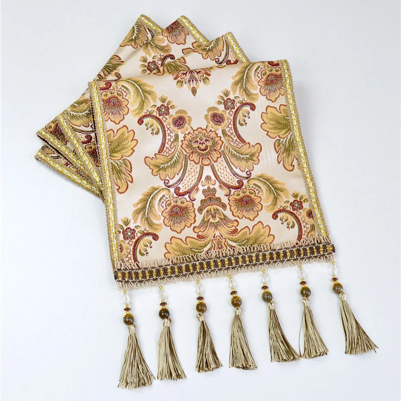 Европейская роскошная Золотая настольная дорожка с кисточками для свадебной