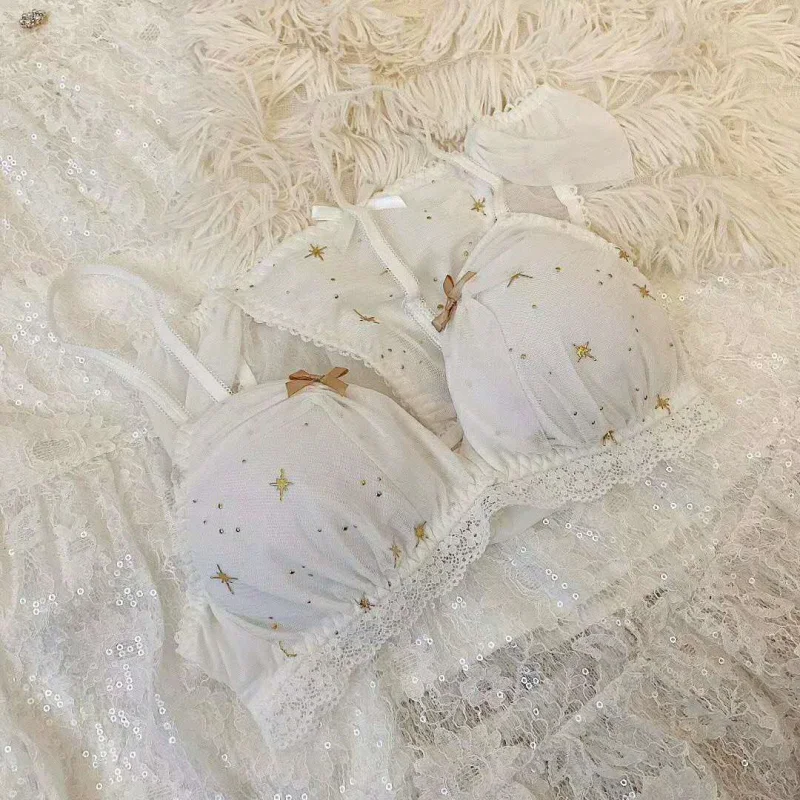 Черно-белый сексуальный женский бюстгальтер без косточек и трусики комплект