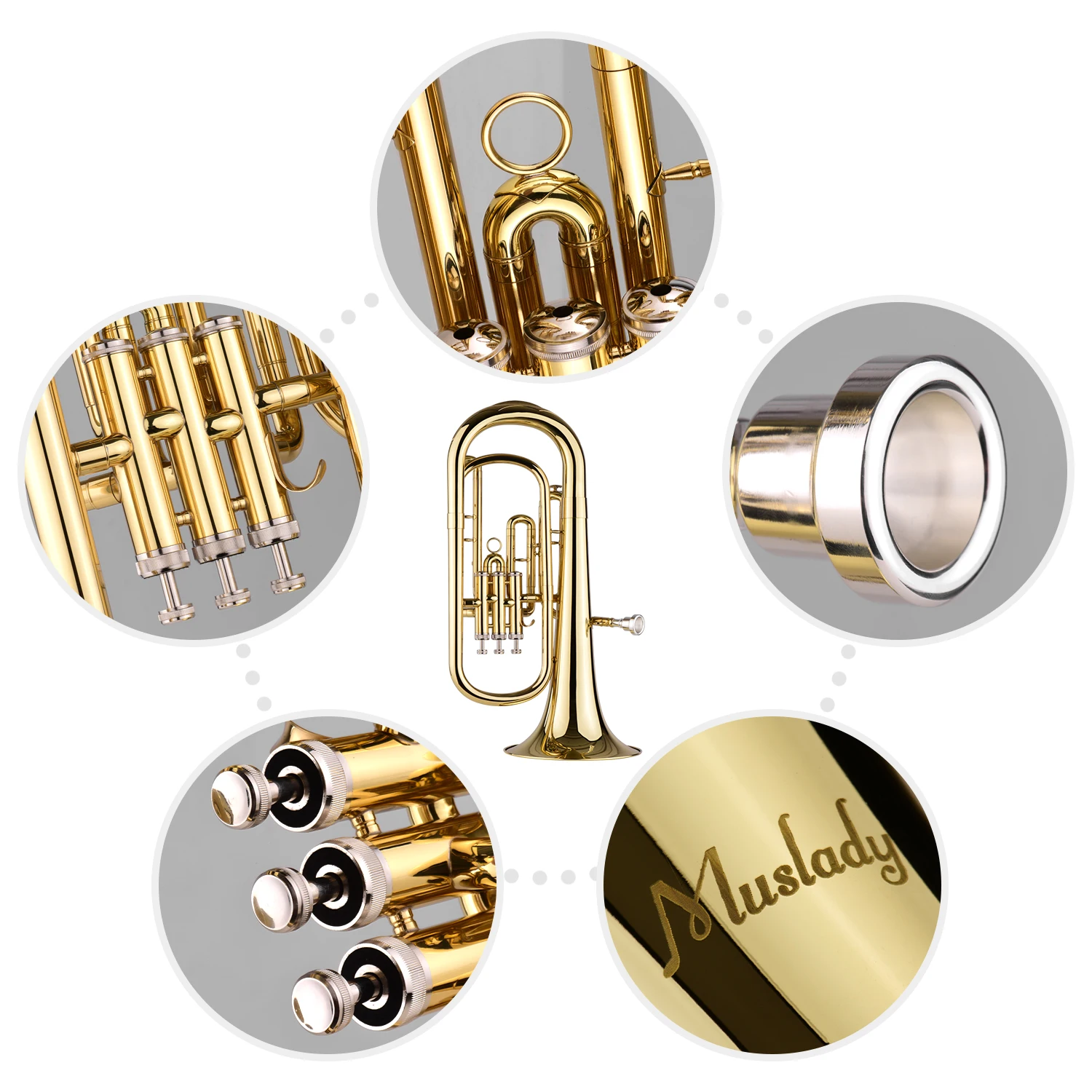 Muslady латунь бемоль баритон Bb духовой инструмент золотой лак поверхность с