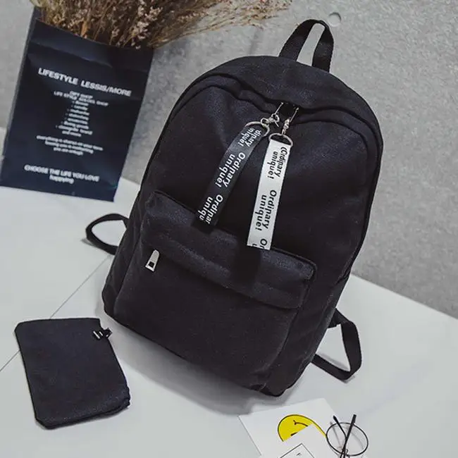 Модный однотонный женский рюкзак, школьная сумка для подростков, рюкзак Mochilas, женский рюкзак, рюкзак - Цвет: Black