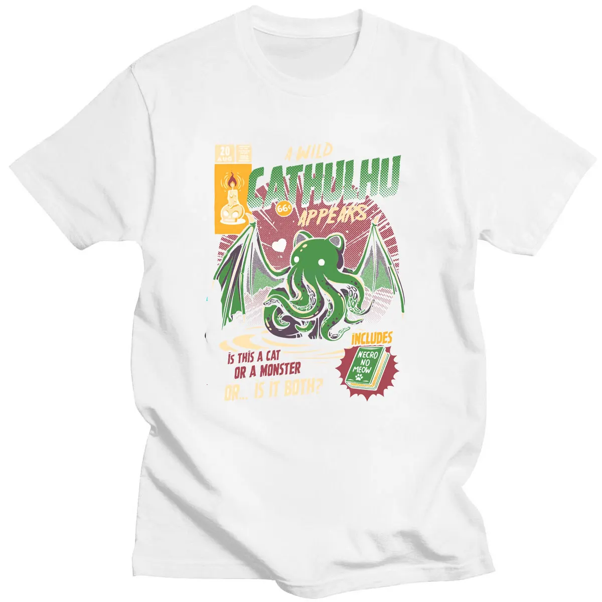 

Summer A Wild Cathulhu Clothing Funny Cat Cthulhu T-shirts Printed Oversized Tops Mens Harajuku Crewneck Clothes Cartoon Tshirt