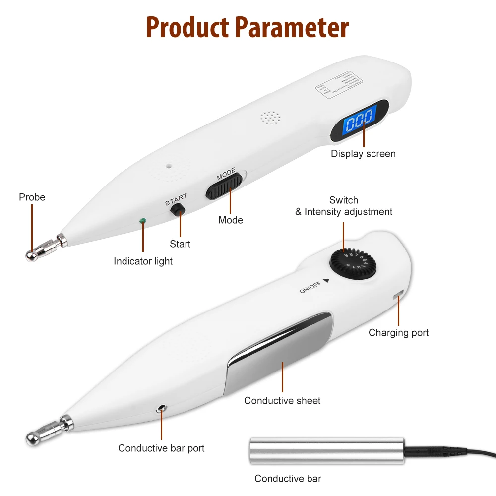 

USB Rechargeable Acupuncture Pen Automatic Find Acupuncture Point Electronic Meridian Energy Massage Pen Body Massager Dropship
