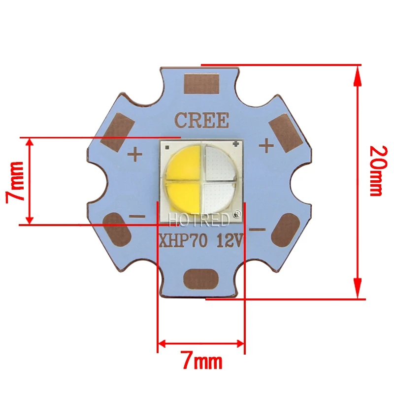 Сменный светодиодный диодный излучатель XHP70.2 XHP50.2 20 Вт 7070 дюйма 3V6V12V белый синий