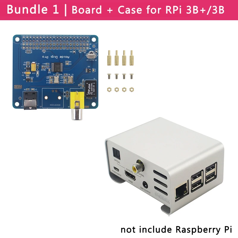 For Pi 3B 3BPlus Raspberry Pi 4 AOIDE HIFI DiGi Pro цифровая звуковая плата расширения | Чехол из алюминиевого сплава для Raspberry Pi 4 модель 3B+/3B - Цвет: For Pi 3B 3BPlus