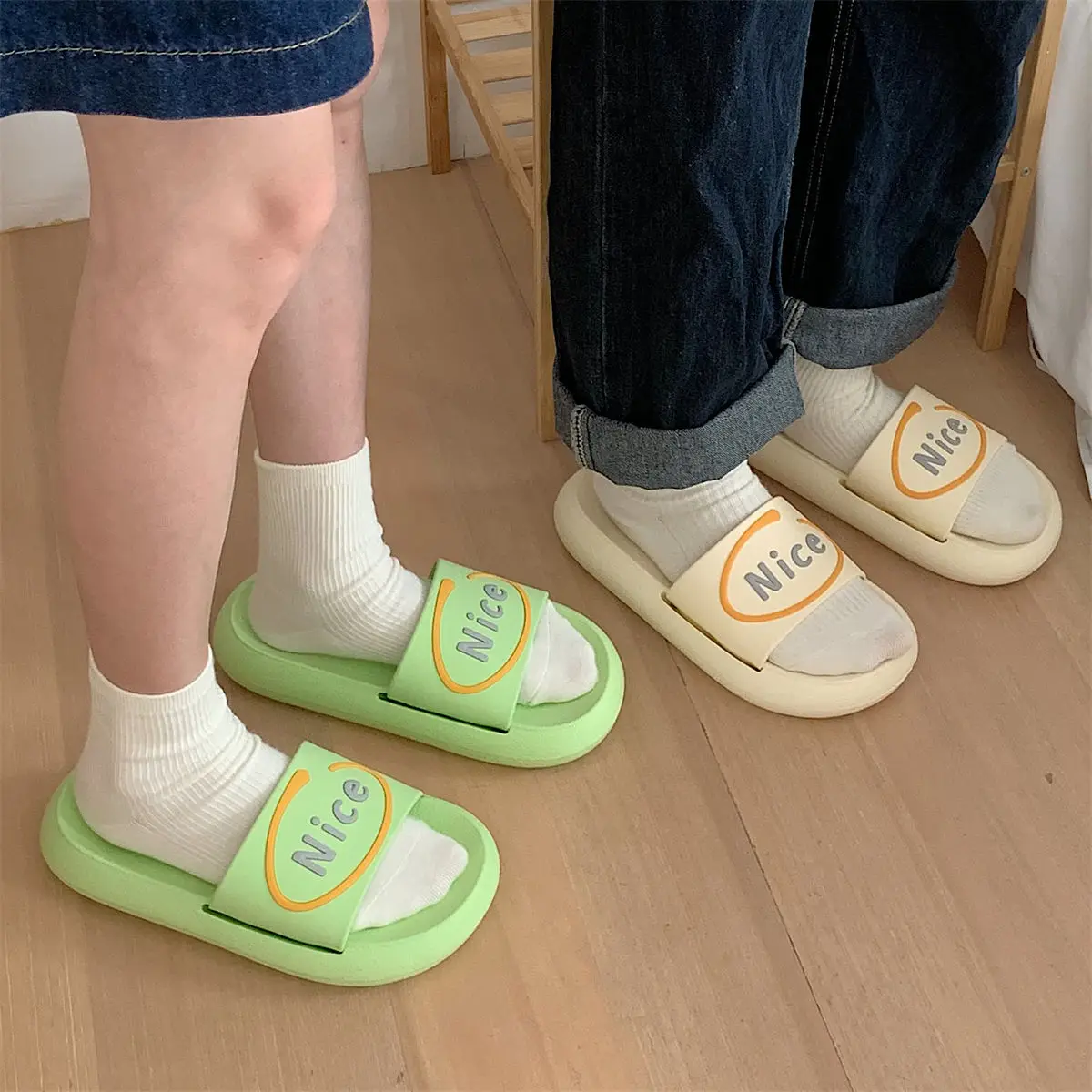 

Fashion Trendy, Foot Cloud Feeling Beach Shoes, South Korean Girls Wear Non-Slip Soft Thick Bottom Cool Slippers In Summer EVA