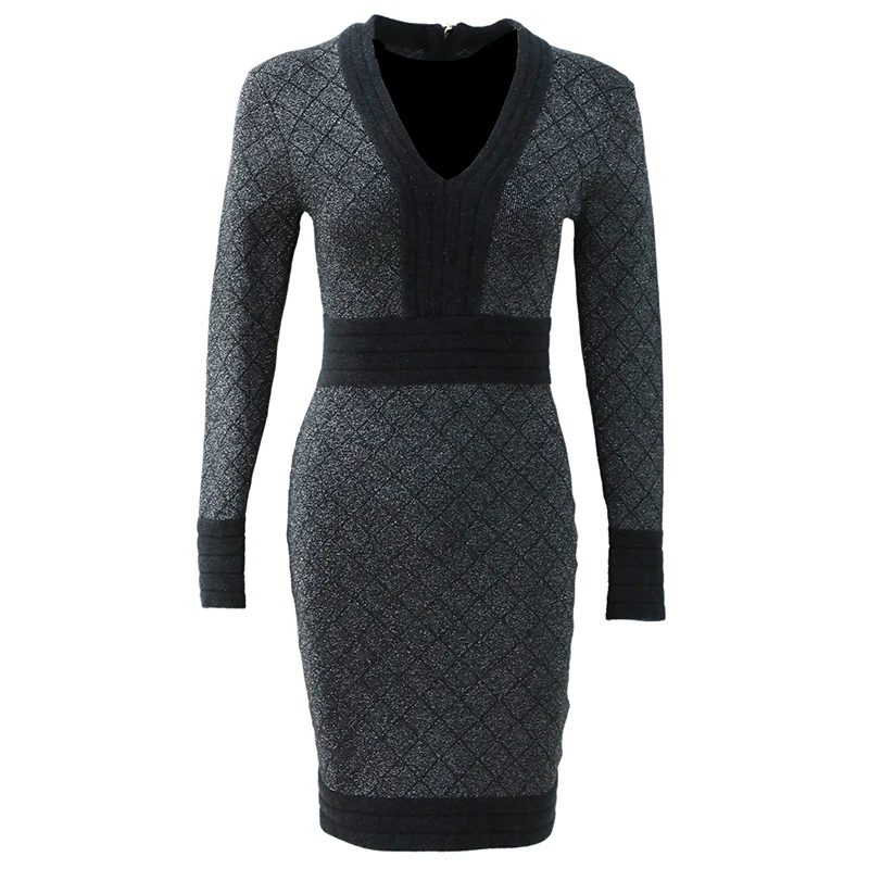 Новая мода подиум платье осень зима 2019 женское элегантное с v образным вырезом