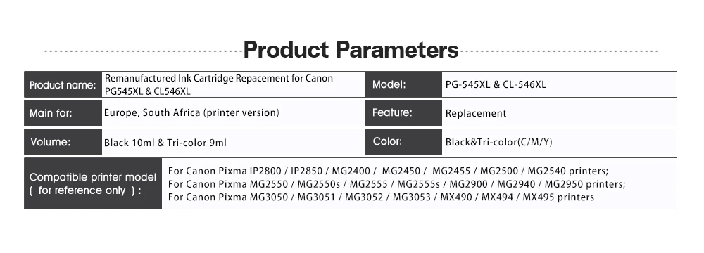2 Черный Совместимость PG545 CL546 чернильный картридж для Canon PG 545 CL 546 Pixma IP2850 MX495 MG2450 MG2550 MG2950 NS28 принтер