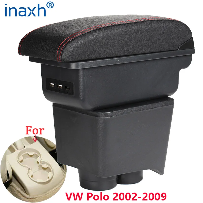

For Volkswagen Polo Armrest For VW Polo 9N 3 Car Armrest box 2002-2009 Retrofit parts Storage box car Interior accessories USB