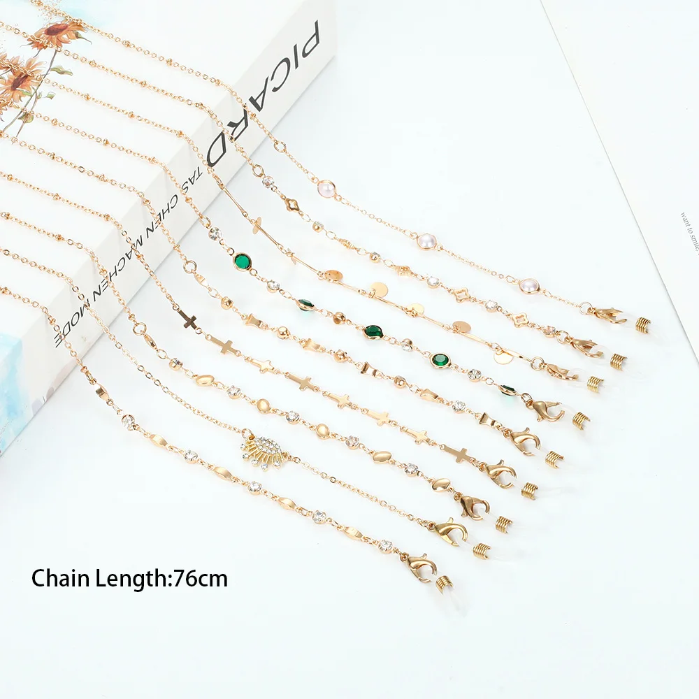 

2021 Fashion Rose Flower Butterfly Sunglasses Mask Chain Star Peach Heart Mask Holder Lanyard Non-slip Glasses Chain Neck Strap