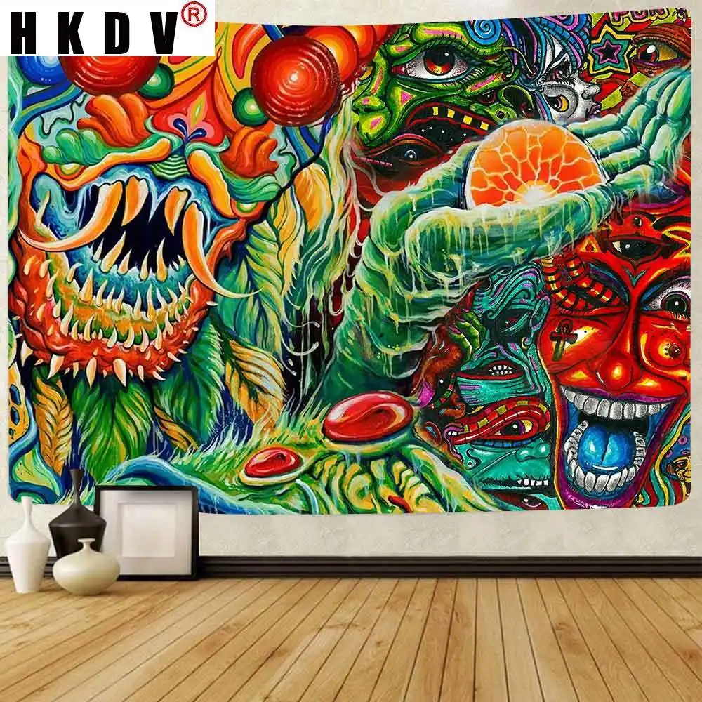 

HKDV абстрактные Mountain Lion дракон "осьминог" цветок гобелен настенный висящие декорации фон Гостиная Спальня домашний декор