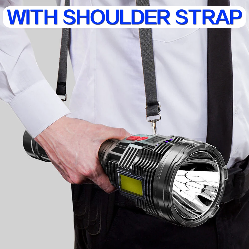 

Led Patrol Flashlight With Strap USB Rechargeable 3*COB Sidelight Torch Outdoor Security Flashlight Camping Night Working Lights