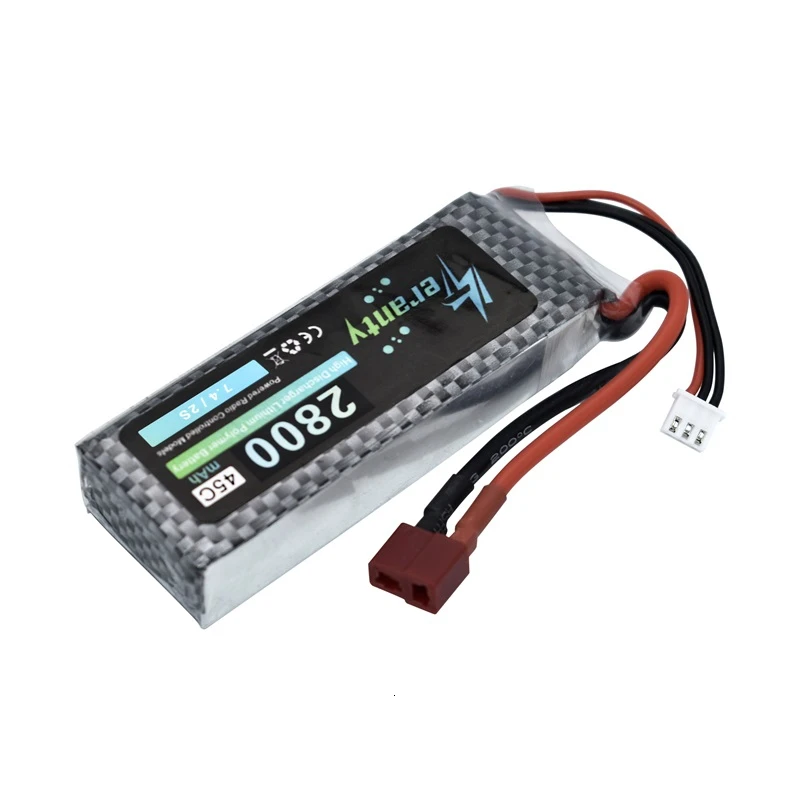 Teranty Power-bater&iacute;a Lipo para Dron de control remoto, pieza de repuesto 2s, 7,4 maH, 2800 v, 2200mah, 7,4 v-2