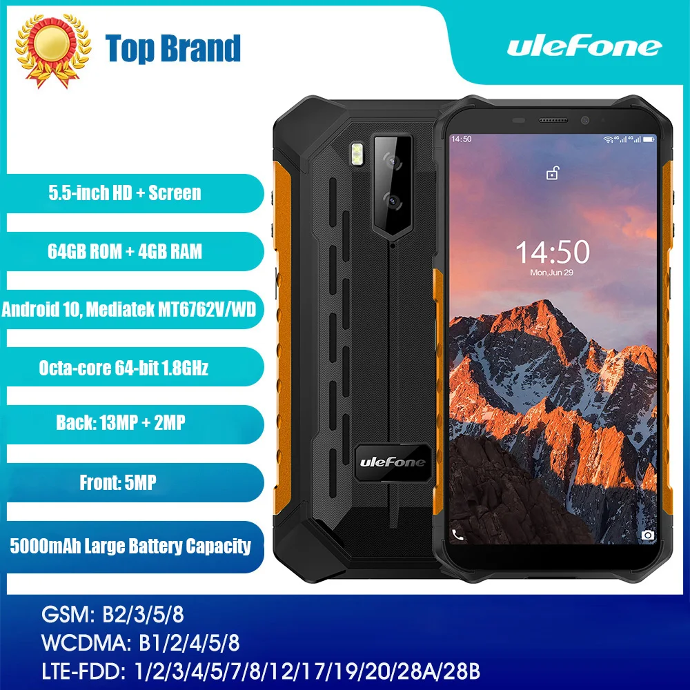 4G сотовый телефон Ulefone Power X5 Pro прочный мобильный 4 Гб + 64 ГБ Android 10 0 MT6762