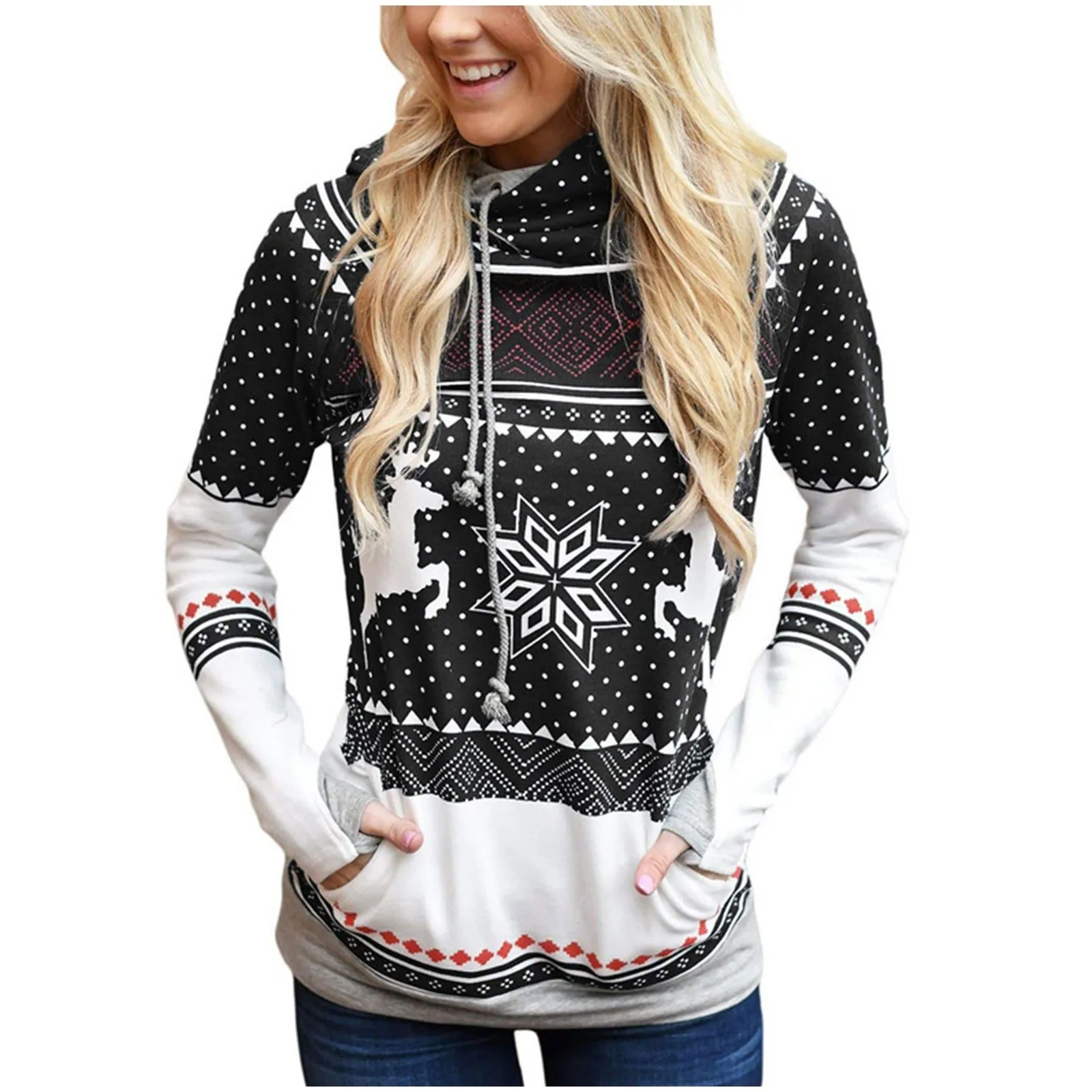 

Xmas Men's And Women's Sports Hoodie Autumn Winter Christmas Printed Pocket Long Sleeve Casual Hooded Sweatshirts Sudadera