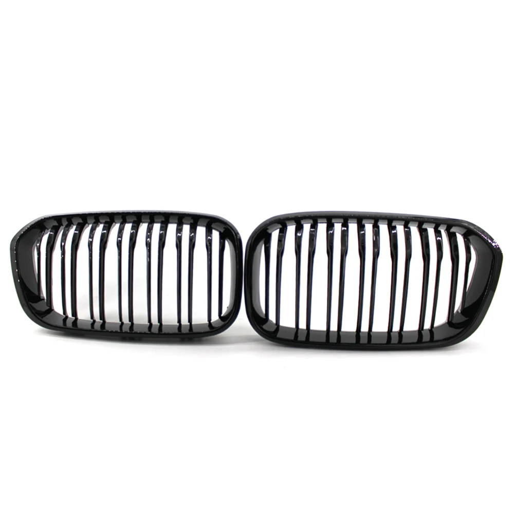 

Pair Glossy Black Car Front Bumper Grilles Kidney Racing Grill Double Slat Replacement Grille For BMW 1 Series F20 F21 2015-2017