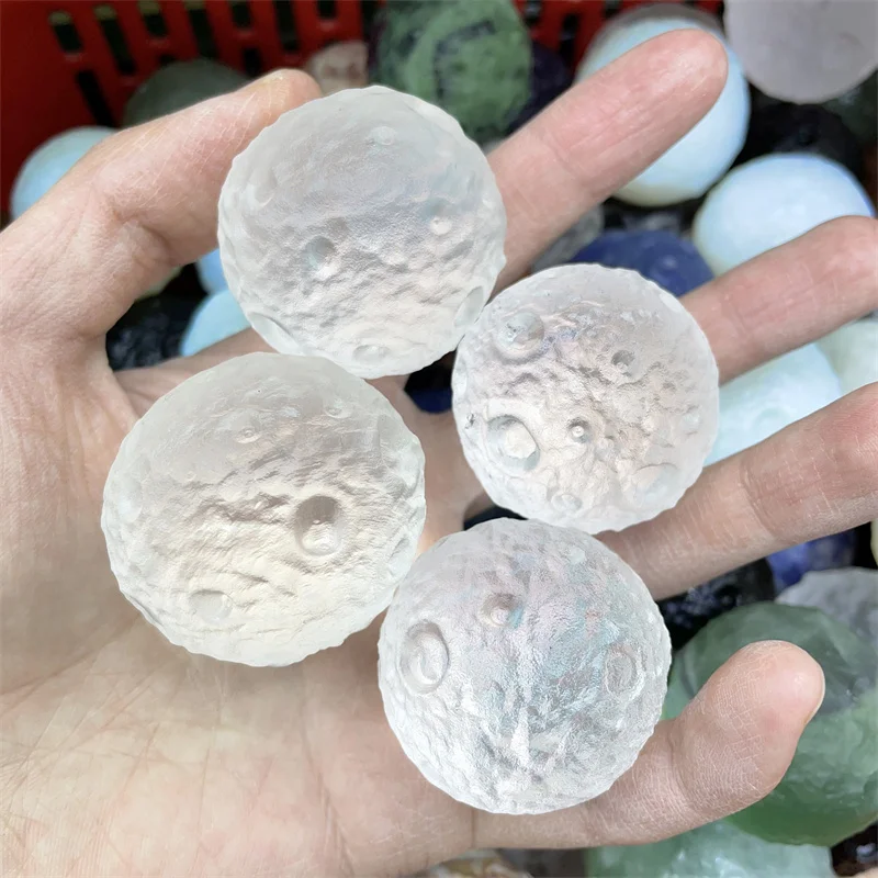 

Natural Clear Quartz Crystal Sphere Balls Carved Moon Ball Healing Stone For Folk Crafts 1pcs