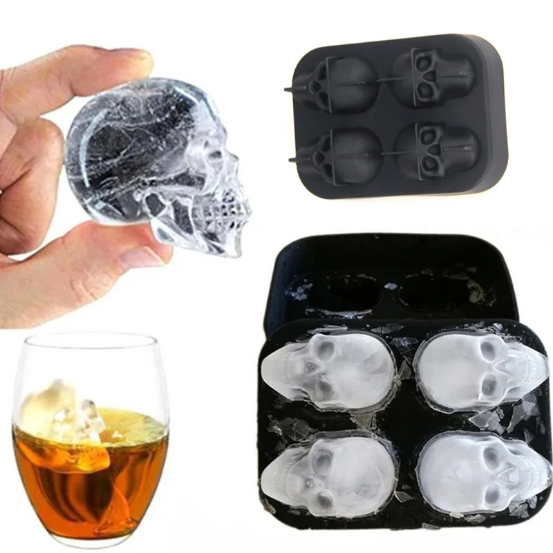 Ice Cube Maker Tray Skull Lattice 3D Silicone Mold Diamond DIY Household Use Cocktails For Whiskey Tools | Дом и сад