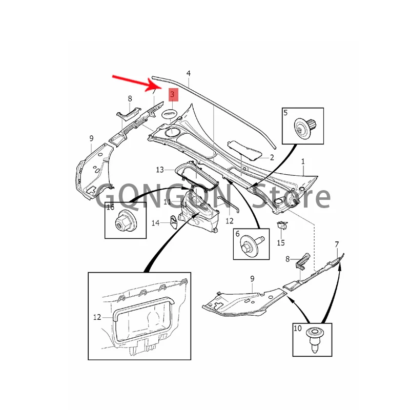 

CAR cap 2016-2020vol voxc60 v90 cross country v90 s90l s90 Wiper catch plate screw trim Windshield drain hole cap Drain channel