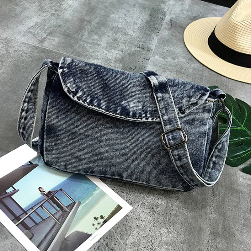 

Fashion Vintage Jeans Flap Simple Denim Women Bags HandBags Crossbody Messenger purse Shoulder Bag