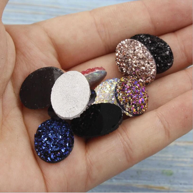 

100pcs/lot 13*18mm Shiny Resin Loose Beads Spacers Pad Waterdrop Oval Shape Uneven Stone Fit DIY Women Jewelry Findings
