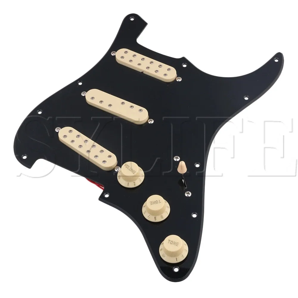 Черный 11 отверстий SSS Одиночная катушка звукосниматель накладку Набор для