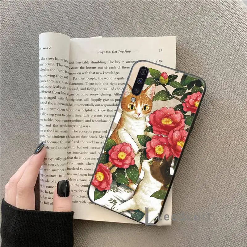 

fashion retro cute art animal cat Phone Case For Samsung A20 A30 30s A40 A7 2018 J2 J7 prime J4 Plus S5 Note 9 10 Plus