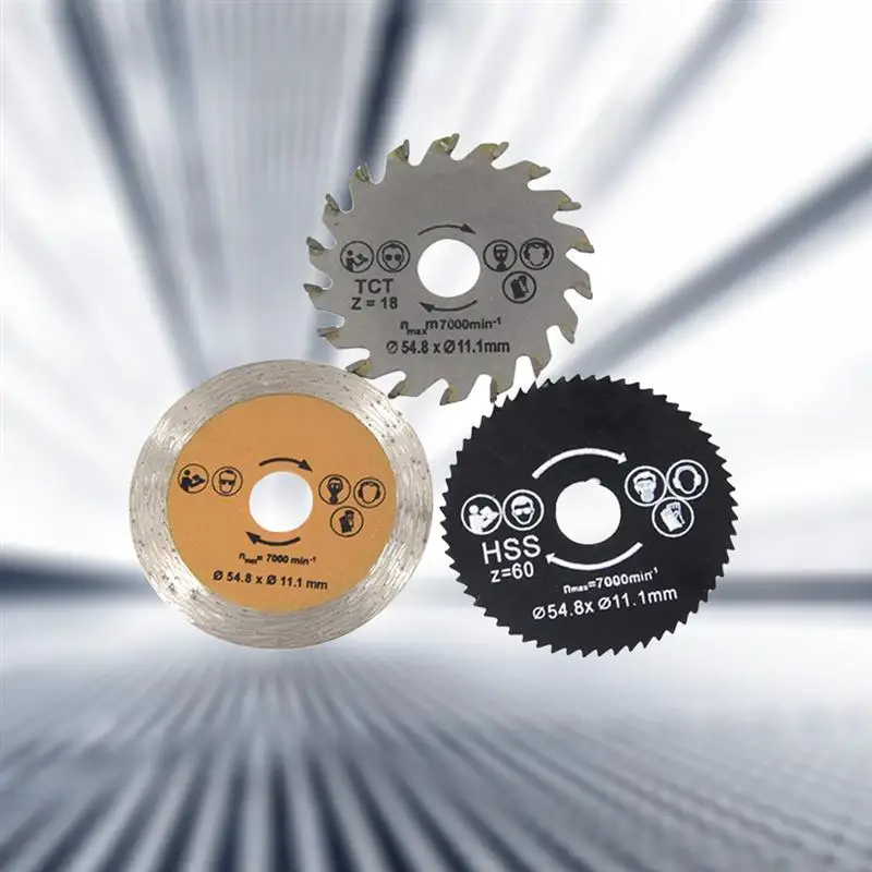 

3PCS 54.8MM Mini Circular Blade HSS TCT Cutting Blade Rotary Tool for Concrete Cement Wood