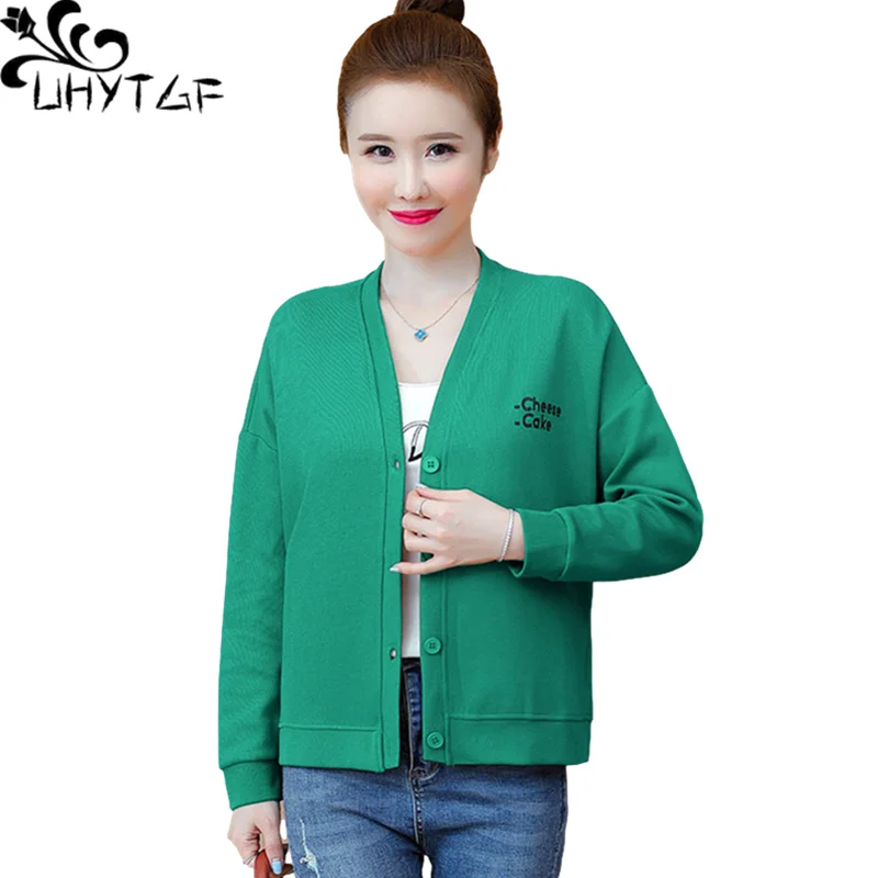 

Куртка UHYTGF Женская с длинным рукавом, свитшот, кардиган, худи, короткий жакет, повседневный Свободный Топ оверсайз 3XL, весна-осень 1333