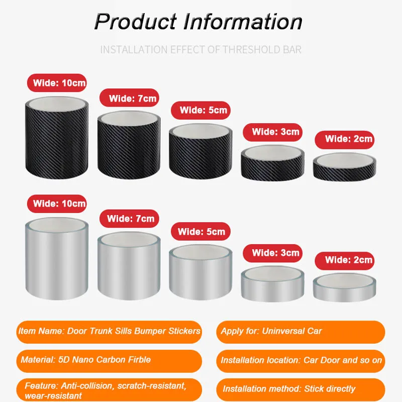 

3D Carbon Fiber Nano Glue Car Sticker Protector Film Door Edge Protective Car Trunk Door Sill Full Body Sticker Vinyl Accessory