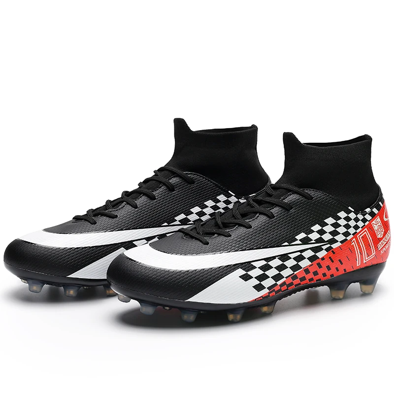 

Men Football Boots Soccer Cleats Boots Long Spikes TF Spikes Ankle High Top Sneakers Soft Indoor Turf Futsal Soccer Shoes 35-45