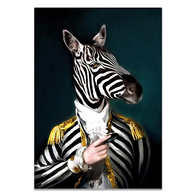 

Холст с изображением головы зебры и человеческого тела