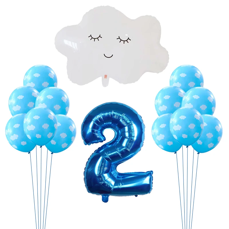 

14pcs/lot Airplane Balloons Aviator Birthday Theme Party Supply Cloud Latex Air Globos 30" Number Foil Ballons Baby Shower Decor