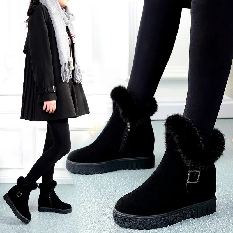 

Snow Boots Women's Winter 2021 New Korean Version Plus Velvet Comfort Warmth Fashion Increased Side Zipper Women's Cotton Shoes