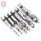 OMY 6 шт. шестигранный хвостовик для фрезерования канавок комплект метрики вилки нажмите сверла винт из быстрорежущей стали спираль точки нитки M3 M4 M5 M6 M8 M10 Металлообработка