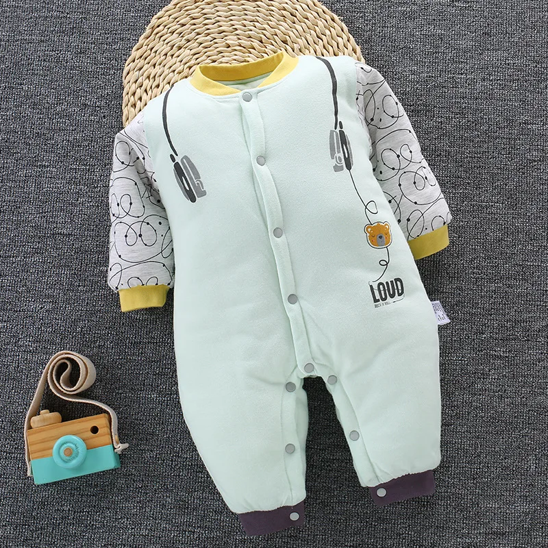 Теплые Комбинезоны для младенцев зимний комбинезон с длинными рукавами и