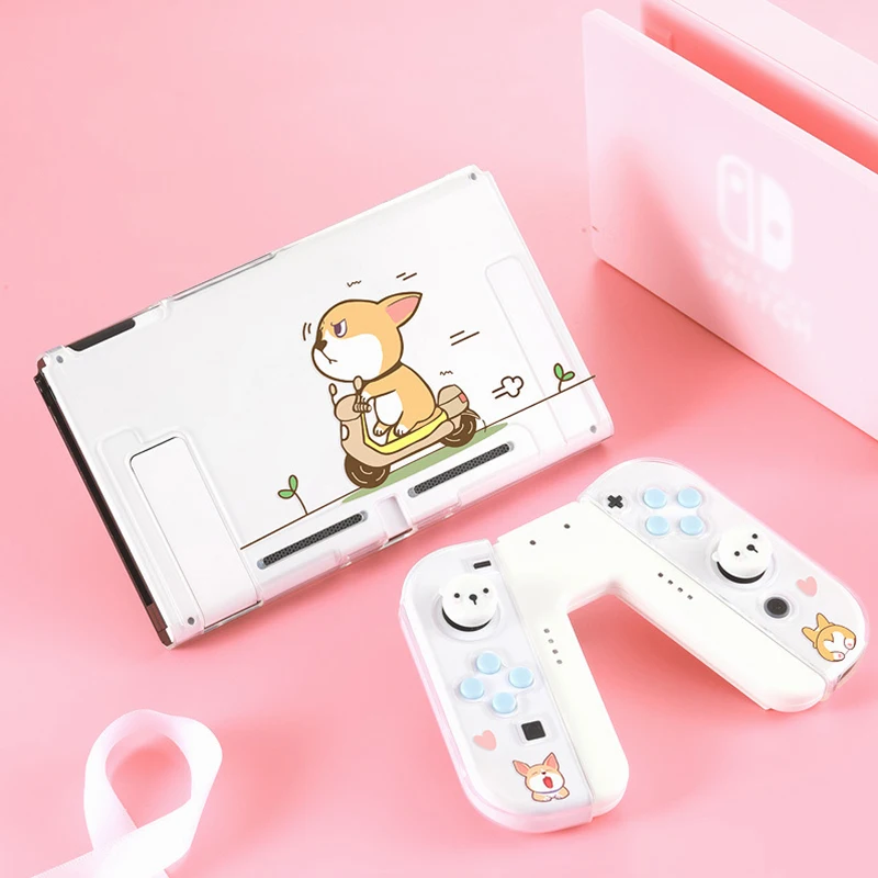 

Transparent Switch Protective Shell Pink TPU Cartoon NS Joycon Controller Protection Case Cover For Nintendo Switch Accessories