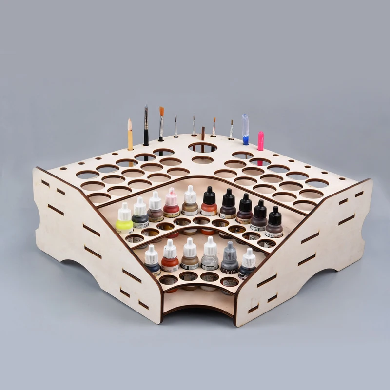 Деревянный 3 слоя бутылка с пигментом выдвижными ящиками для хранения