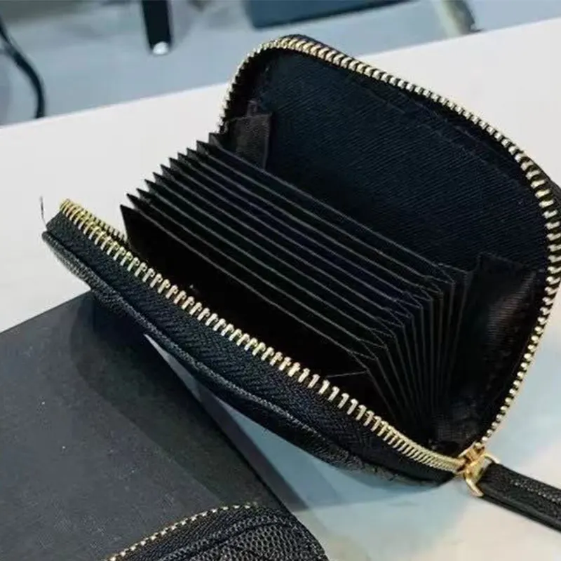 

New Caviar Fashion Multi-card Card Bag Ladies Short Money Entrainment Box with Card Coin Purse In Hand